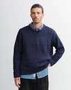 Rotholz Peysa Patchwork Knit Sweater Dark Navy