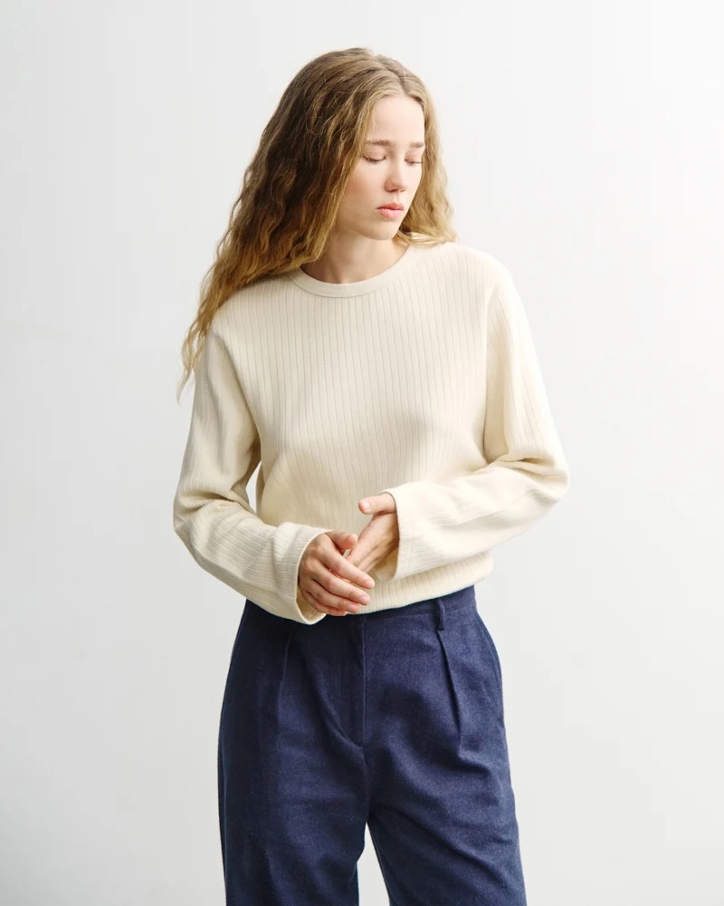 Rotholz Bolur Relaxed Longsleeve Nature White