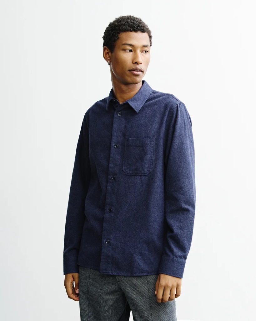 Rotholz Skyrta Flannel Casual Shirt Dark blue