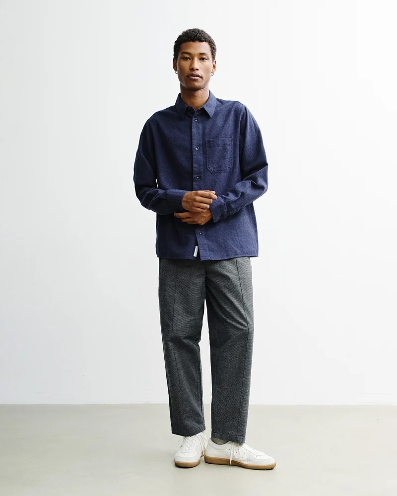 Rotholz Skyrta Flannel Casual Shirt Dark blue