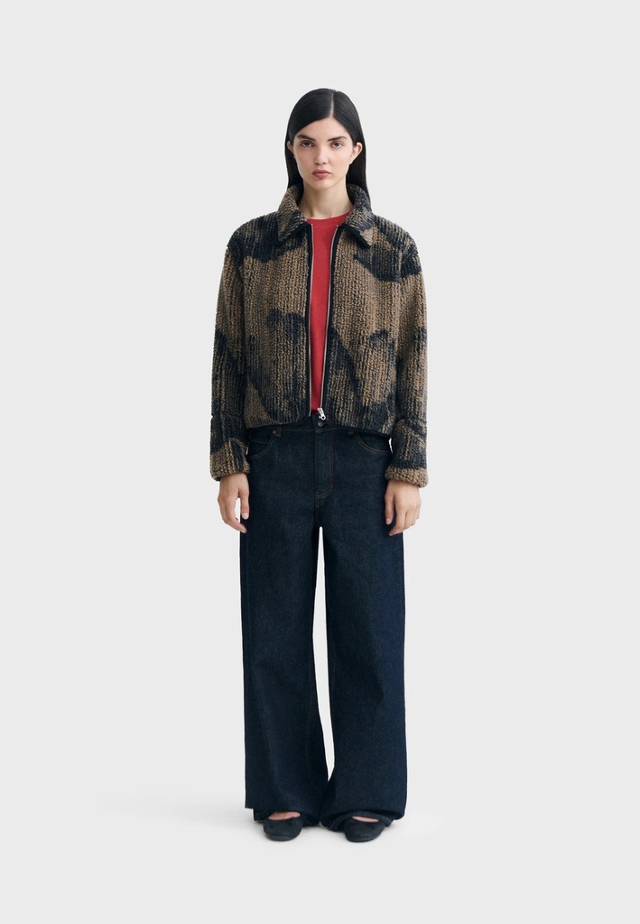 Thinking Mu Jakki Camel Lotus Jacquard Kendra jacket