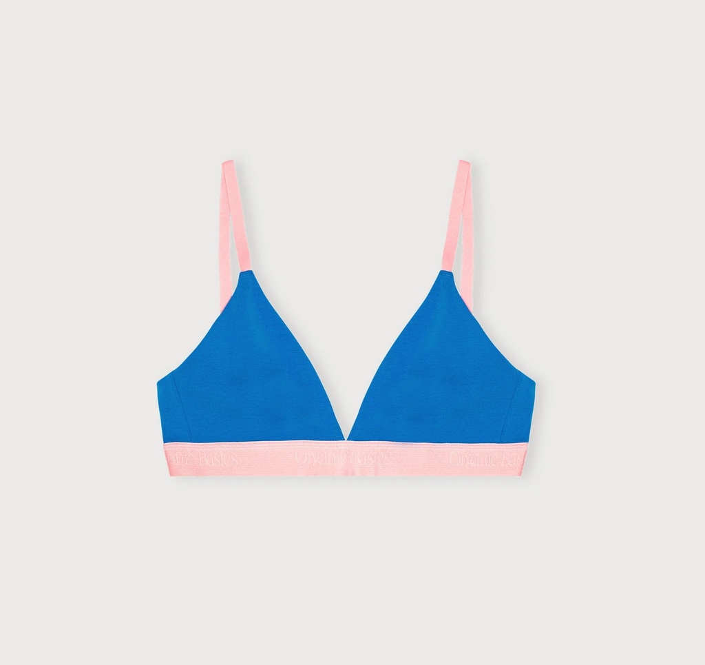 Organic Basics toppur Core Play Triangle Bralette Azure Blue