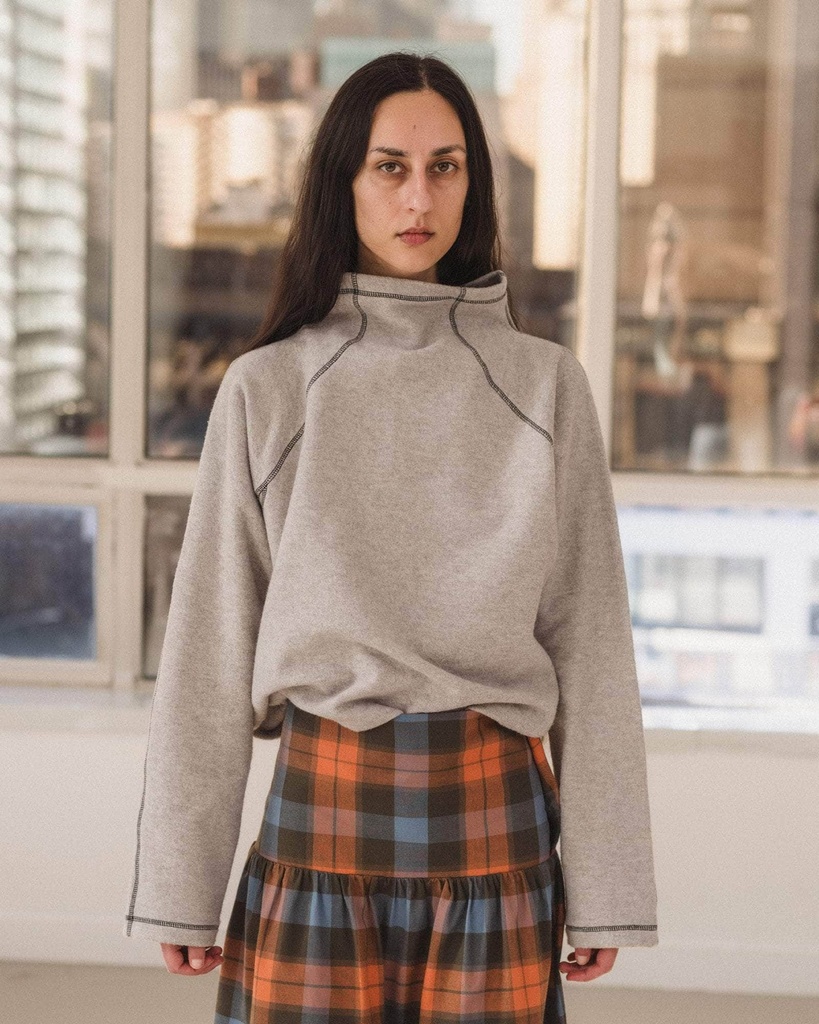 Baserange Peysa Fold turtleneck Grey Melange