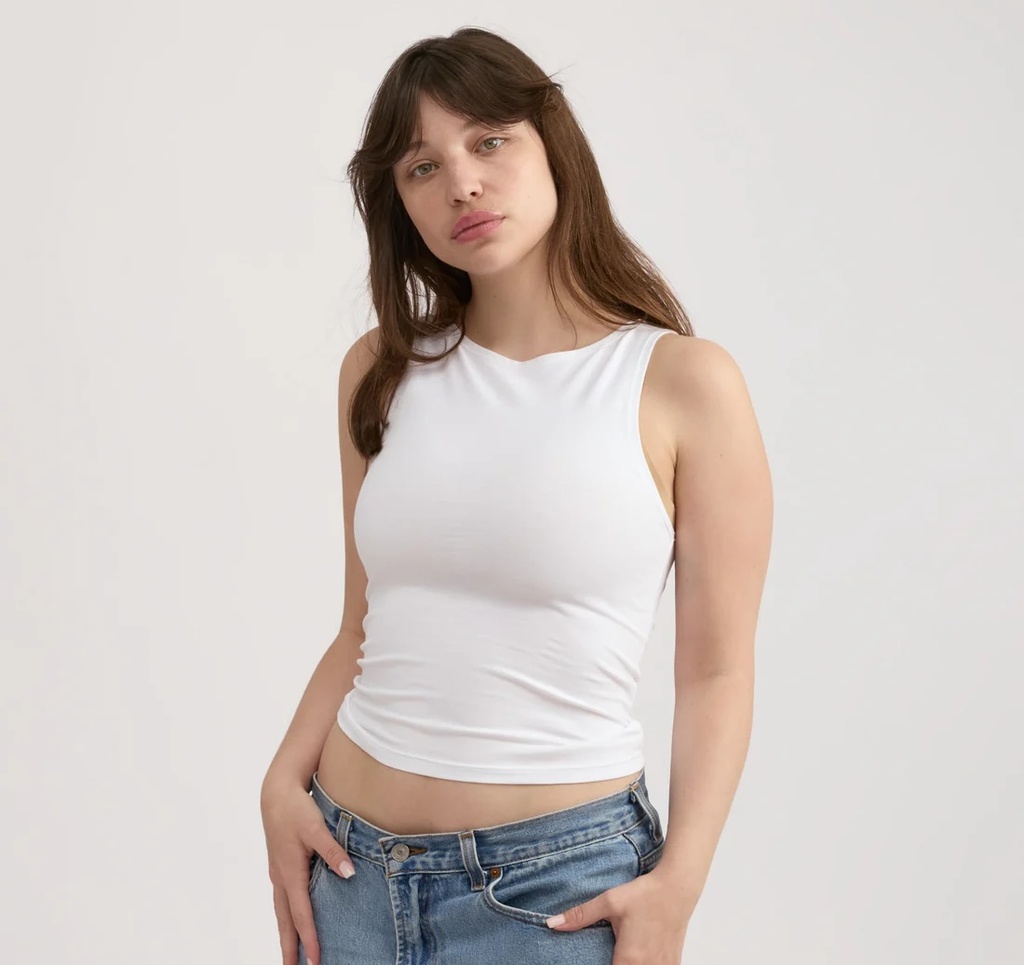 Organic Basics Bolur Everyday Mock Neck Top White