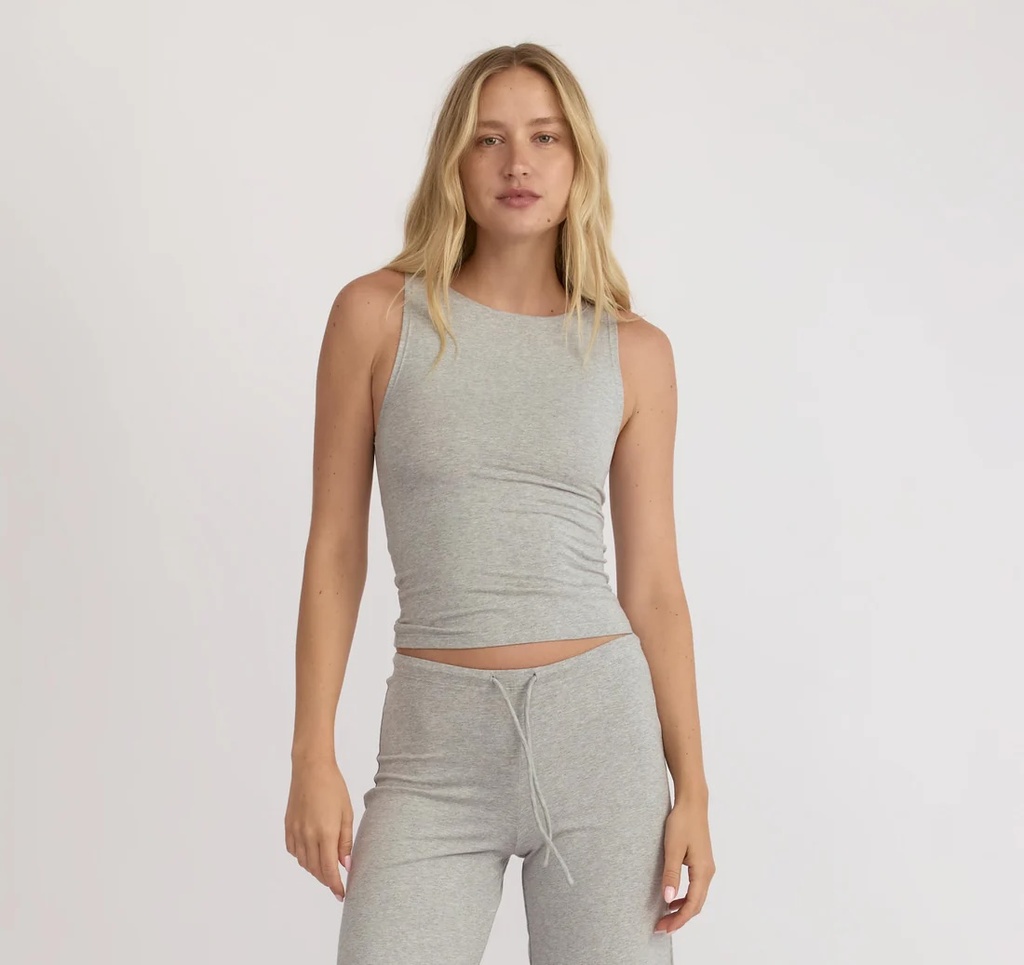 Organic Basics Bolur Everyday Mock Neck Top Grey Melange