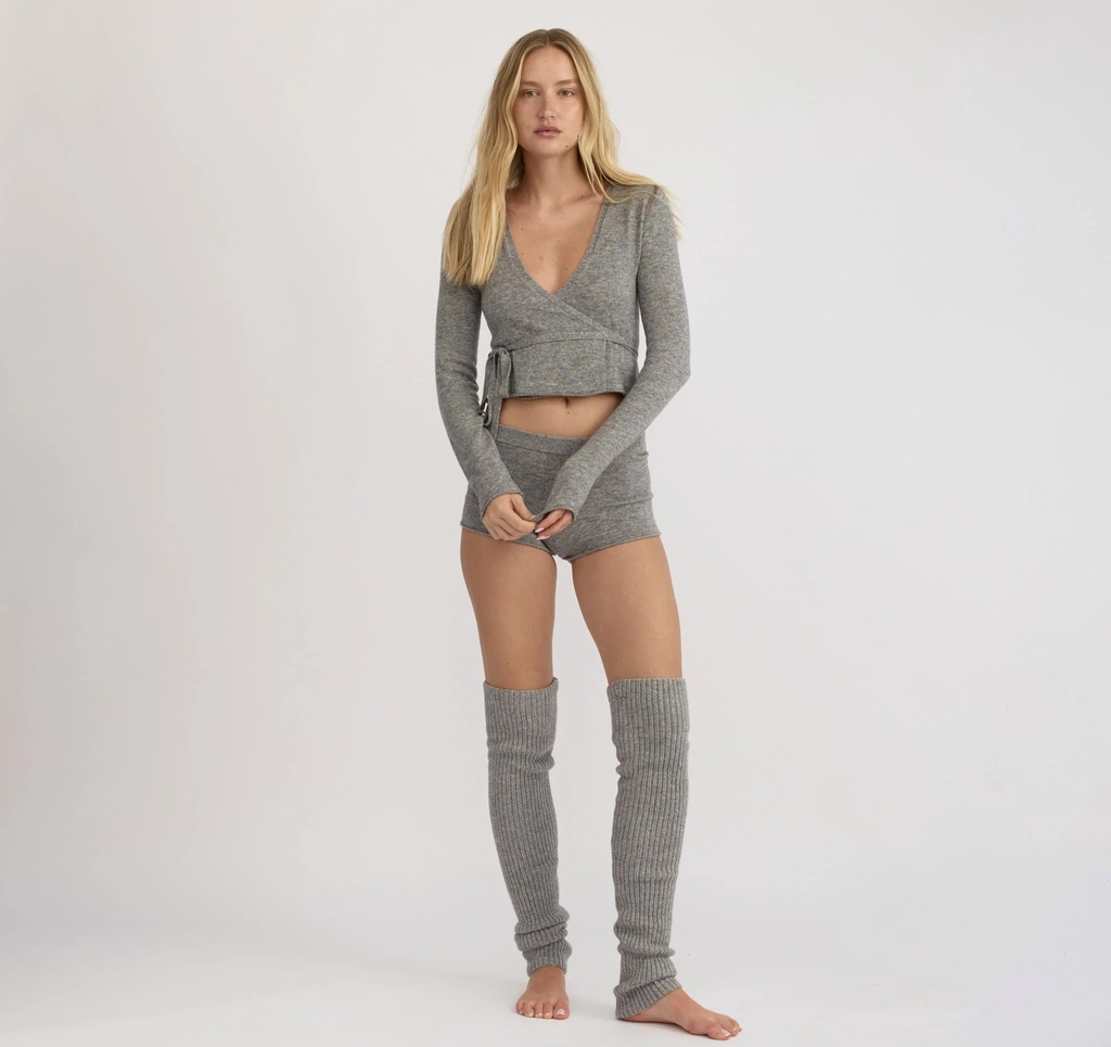 Organic Basics Peysa Fine Knit Wrap Cardigan Dark Grey