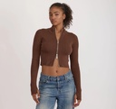 Organic Basics Peysa Soft Knit Rib Track Jacket Walnut