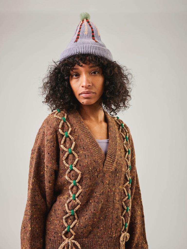 Degen peysa Laced Tweed Pullover Bark