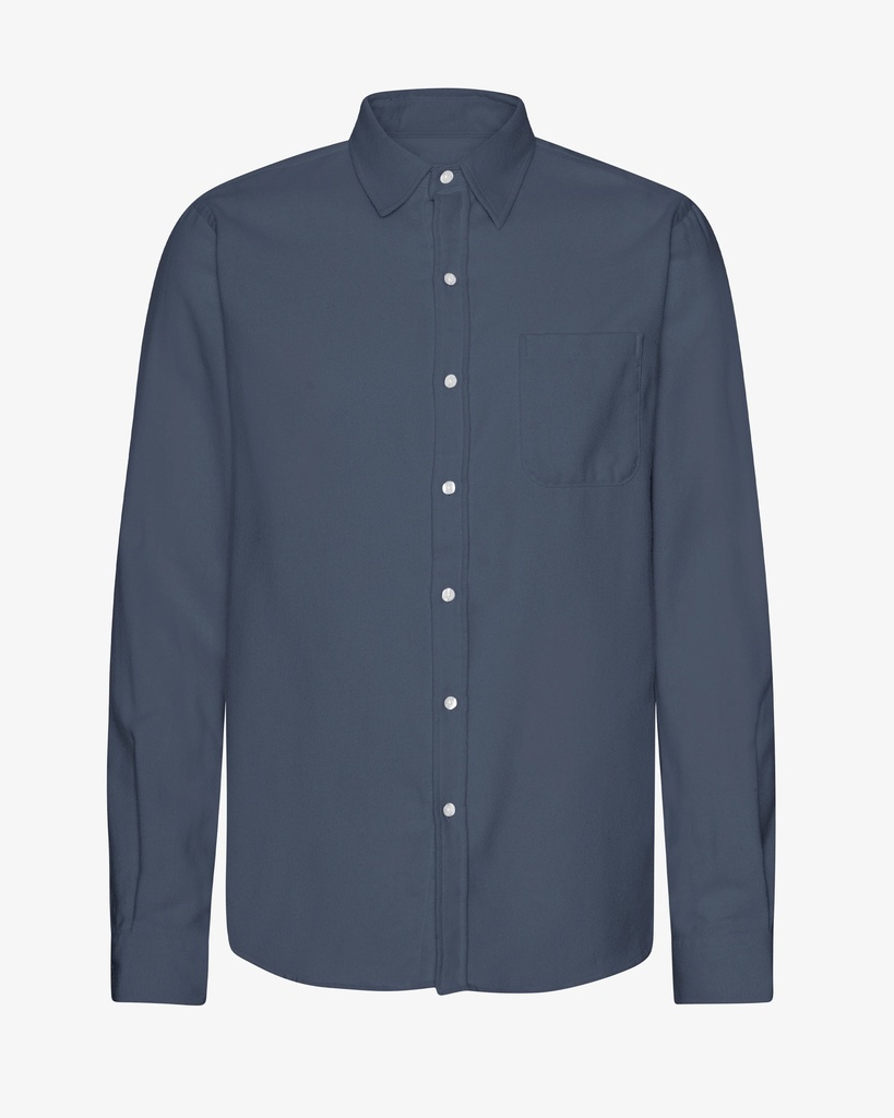 COLORFUL STANDARD skyrta Flannel shirt Petrol Blue