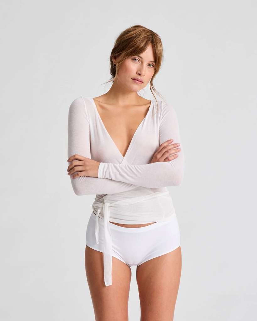 GAI+LISVA Toppur Anne Wrap LS Wool Top White