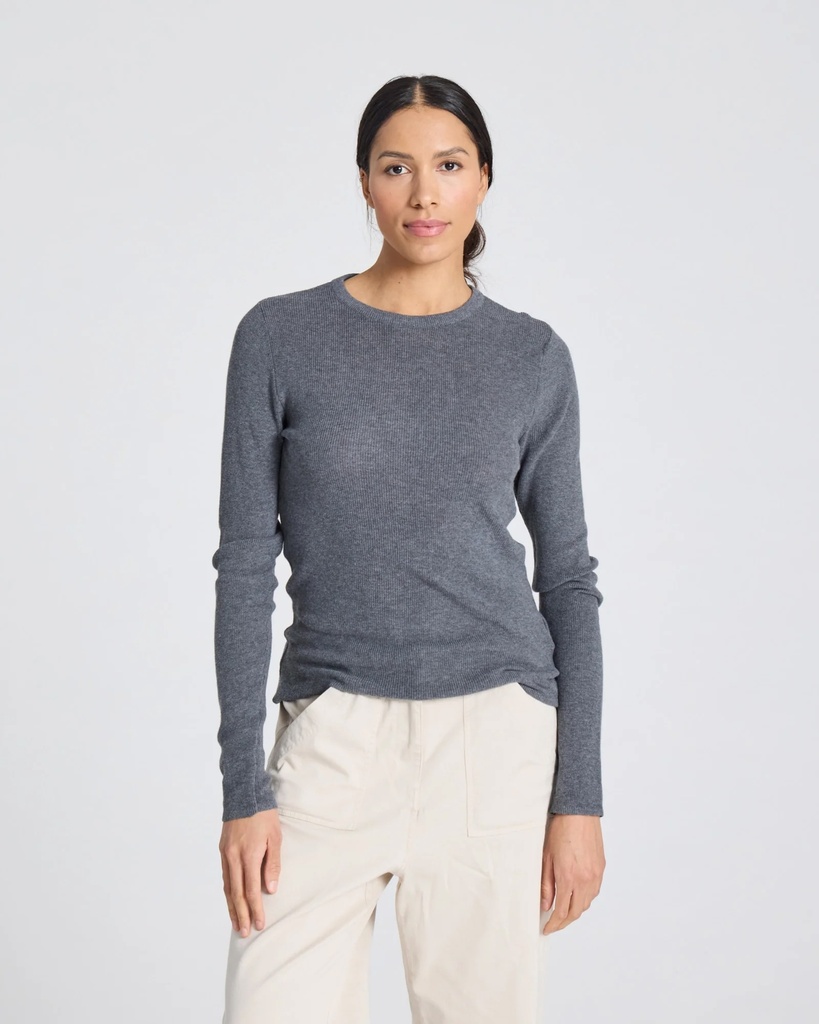 GAI+LISVA Toppur Freja L/S Cotton Rib Top Dark Grey
