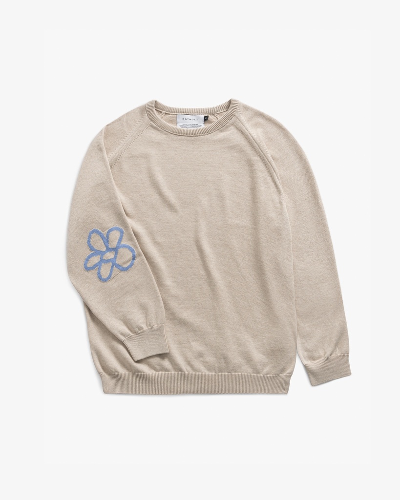 Rotholz Peysa Flower Knit Sweatshirt Nature White