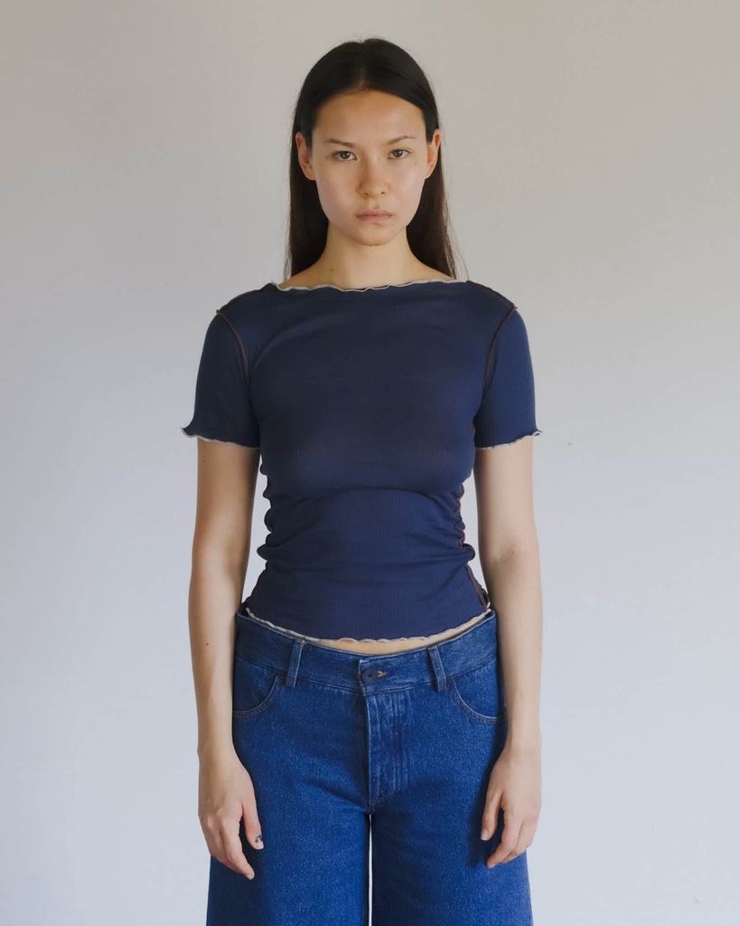 Baserange Bolur Vein Tee Shirt Preston Blue
