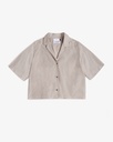 Rotholz Skyrta Cropped Bowling Shirt Beige Stripe