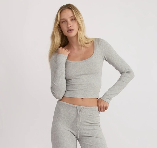 Organic Basics Bolur Everyday Scoop Neck LS Tee Grey