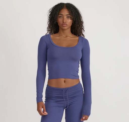 Organic Basics Bolur Everyday Scoop Neck LS Eclipse