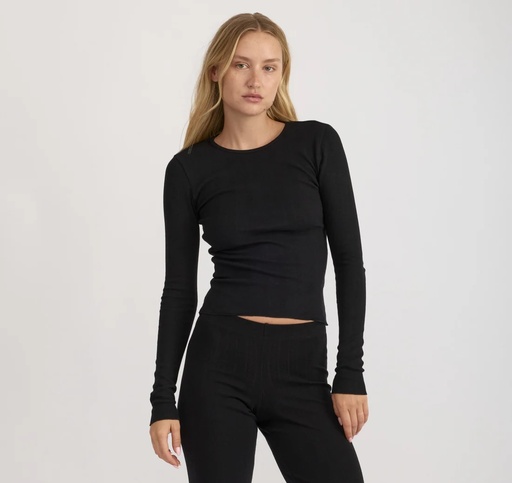 Organic Basics Bolur Pointelle LS Tee Black