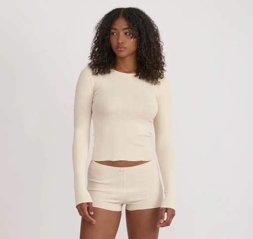 Organic Basics Bolur Pointelle LS Tee Cloud