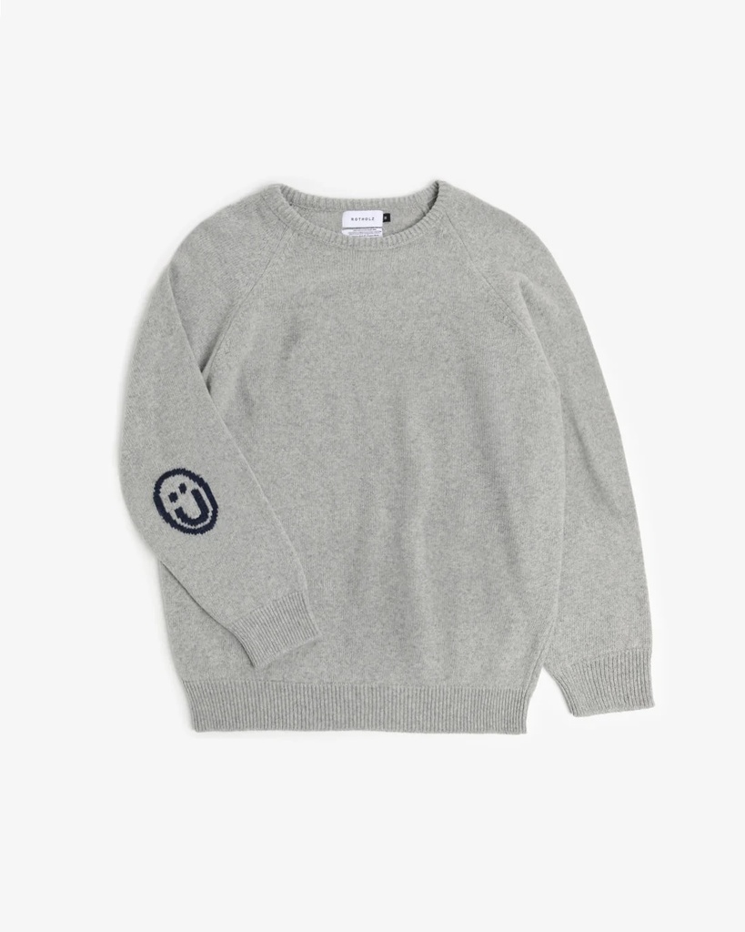 Rotholz Peysa Smiling Knit Sweatshirt Grey Melange