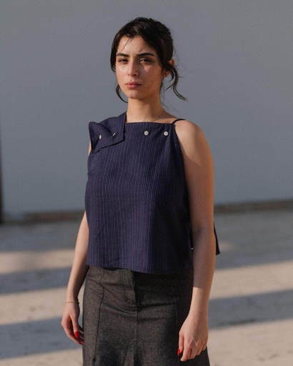 Baserange Toppur Manhattan Top Purple Stripe