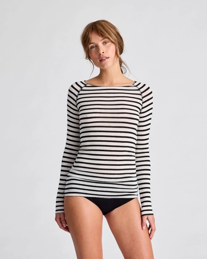 GAI+LISVA Toppur Amalie LS Sailor Wool Top Black Stripe