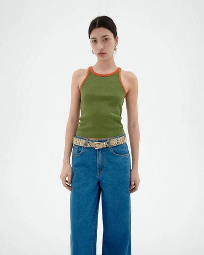 Thinking Mu Toppur Harriet Top Green Pumpkin Contrast