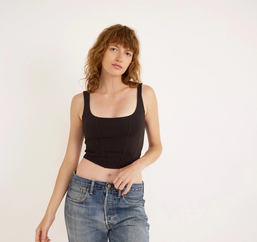 Organic Basics toppur Flex Corset Top Black