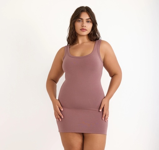 Organic Basics kjóll Flex Mini Dress Rose Wood